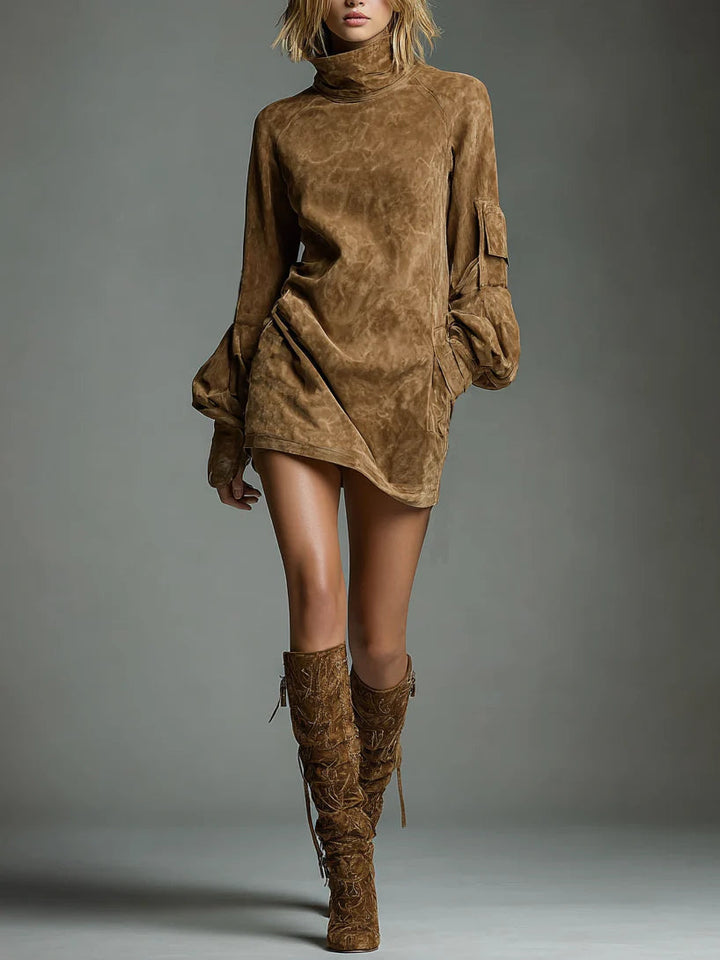 Elara | Mini Abito Oversize Morbido con Collo Alto