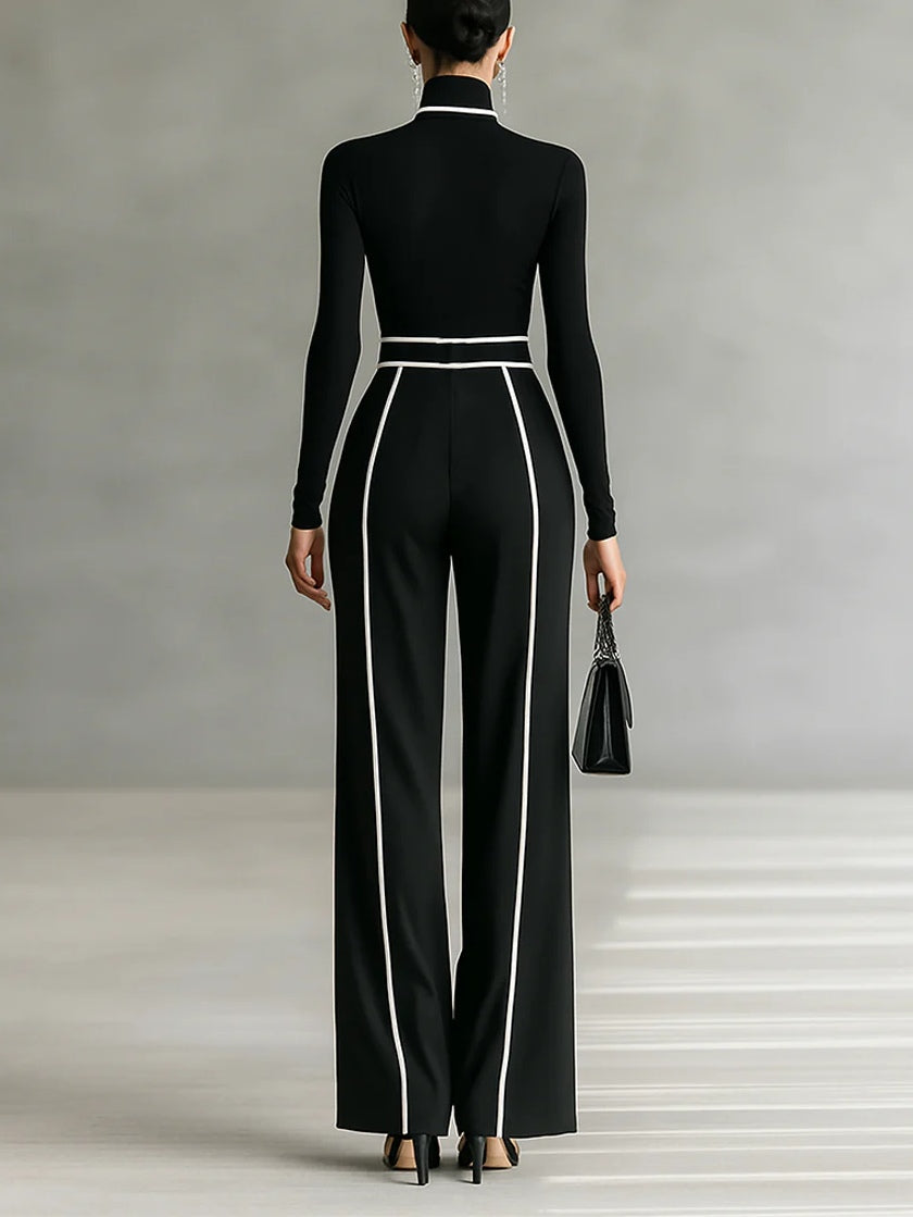 Viora | Set Elegante con Collo Alto e Pantaloni Ampi