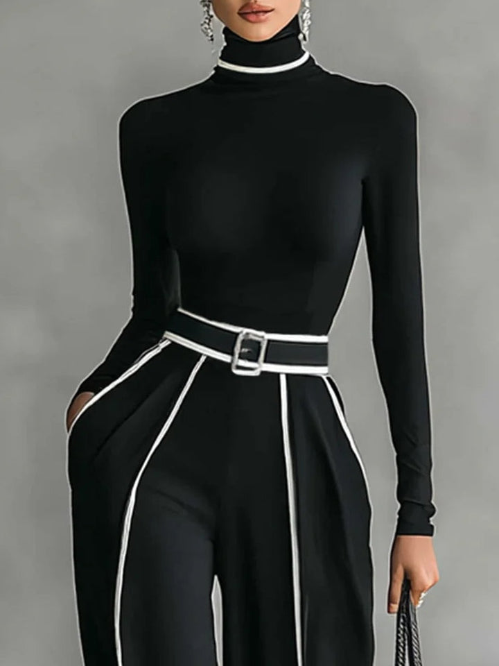Viora | Set Elegante con Collo Alto e Pantaloni Ampi